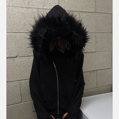 Sixxo - Fur Lined French Terry Coyote Zip-Up