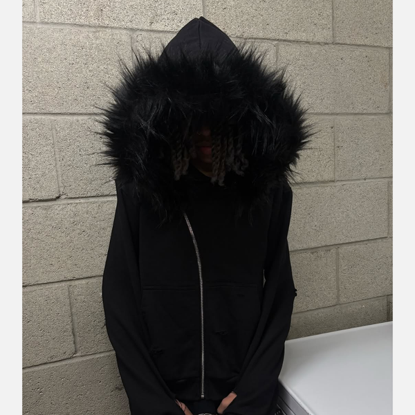 Sixxo - Fur Lined French Terry Coyote Zip-Up